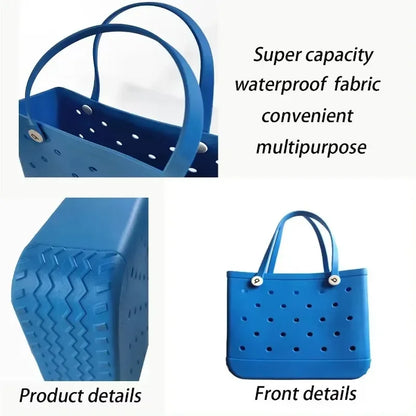 EVA Beach Bag for Women - Waterproof Bogg Rubber Travel Tote, Washable Handbag for Sports, Beach, Market, Pool