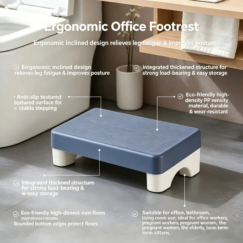 Ergonomic PP Under Desk Footrest - Comfortable Space-Saving Foot Stool for Office, Study & Home