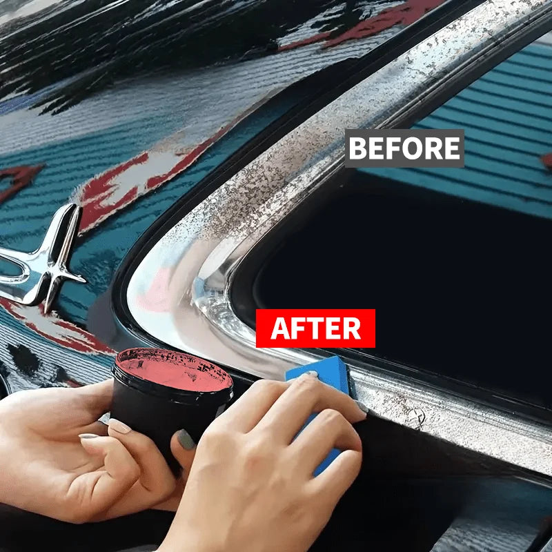 Chrome Restoration Paste for Vehicles - Oxidized Trim & Emblem Cleaner with Application Sponge