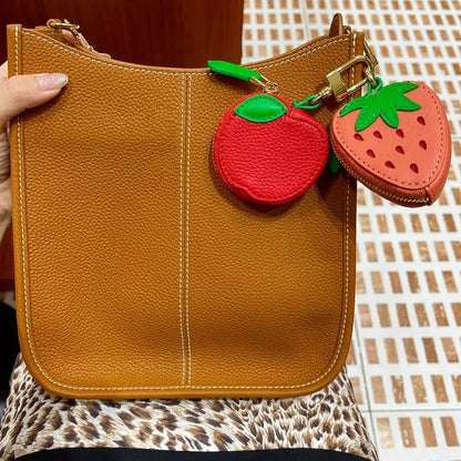 Mini Cherry & Strawberry Coin Purse – Cute PU Leather Keychain Bag for Earphones and Small Storage, Korean Style