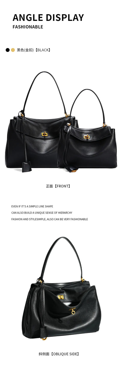 New Rodeobag Leather Kelly Bag — Women’s Large Capacity Fashion Handbag with Advanced Lock, High-End Underarm Bag