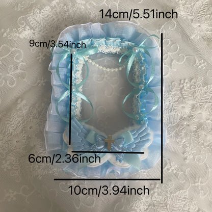 Lace Bow Pearl Card Holder - Decorative Photo Card Cover for DIY Crafts, Scrapbooking & Display