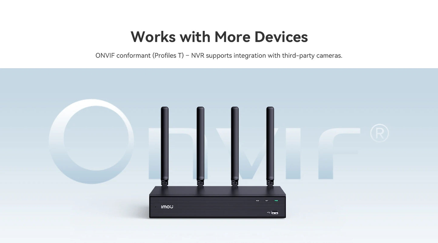 IMOU 10/18CH Wireless NVR – Dual-Band 2.4/5GHz Wi-Fi Network Security System, Metal Shell
