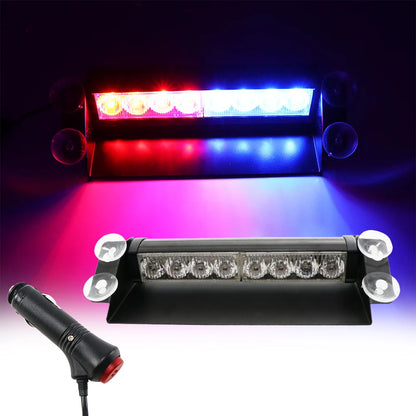 8 LED Police Strobe Lights for Cars - 12V Emergency Signal Warning Light, Auto Truck Flashing Windshield Flash Lighting