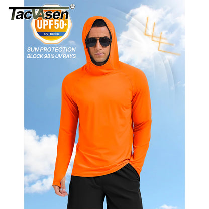 TACVASEN Men's Sun Hoodie Shirt - UPF 50+ Long Sleeve Rash Guard Quick Dry Fishing, Hiking & Swim Protection Top