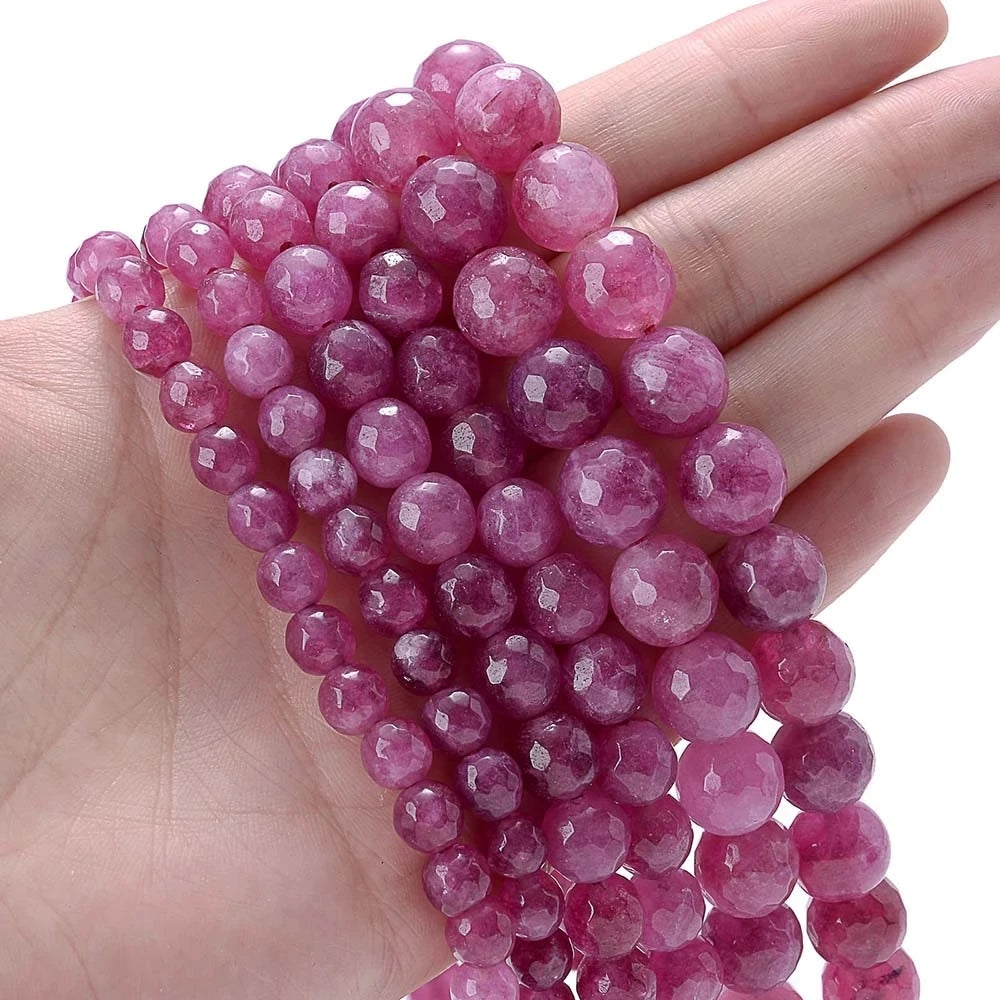 Natural Stone Round Beads 4-12mm Tiger Eye Lava Turquoise Jade for DIY Jewelry Making Bracelet Craft Supplies