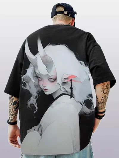 Anime Girl 3D Print T-Shirt - Casual Loose Short Sleeve Streetwear for Men