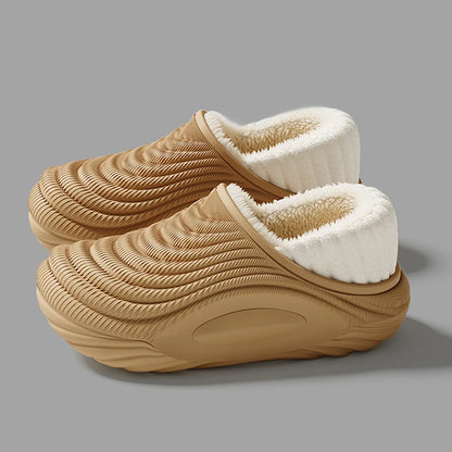 Warm Plush Waterproof EVA Slippers for Women – Soft Thick Non-Slip Winter Indoor Home Slippers, Cozy Furry Couple Slides Footwear