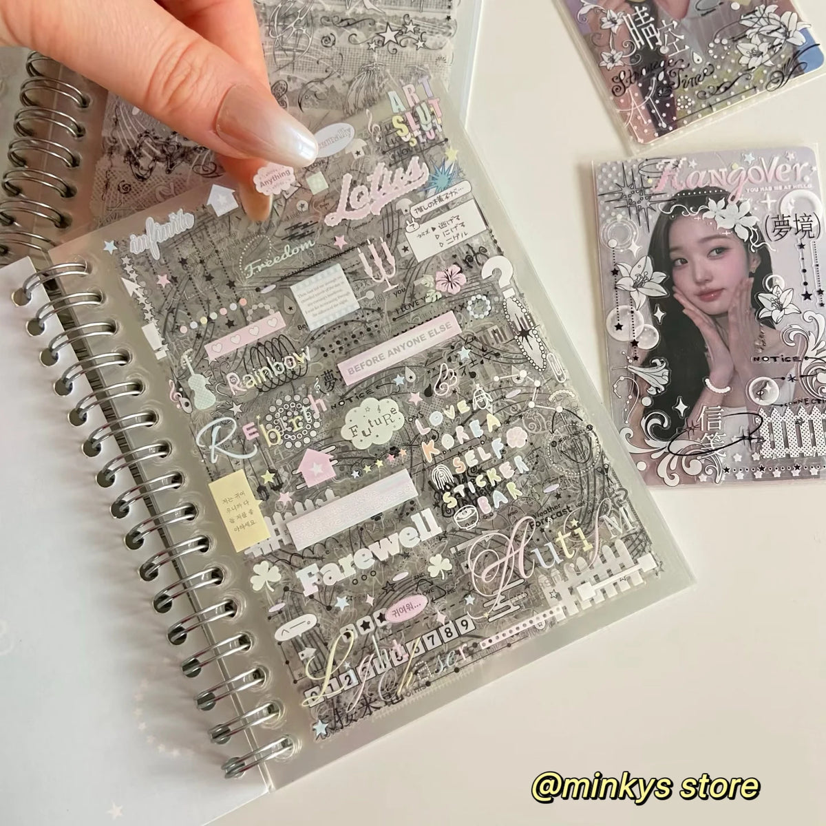 32-Sheet PET Transparent Sticker Book - Clear Scrapbooking Stickers for Journals, Planners, and Creative Stationery