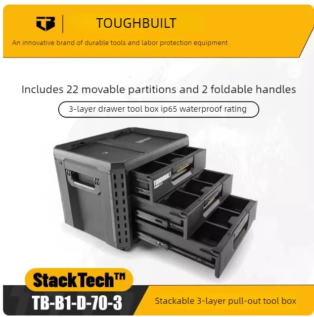 TOUGHBUILT All-in-One Tool Box - Waterproof Stackable Rolling Storage Case for Electricians, Camping & Vehicle Repair