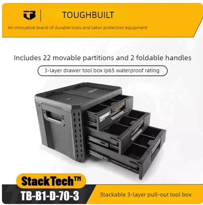 TOUGHBUILT All-in-One Tool Box - Waterproof Stackable Rolling Storage Case for Electricians, Camping & Vehicle Repair