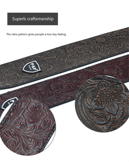 Vintage 2.5 Inch Guitar Strap - Adjustable Soft Embroidered Belt for Classical & Bass Guitars, Music Accessories