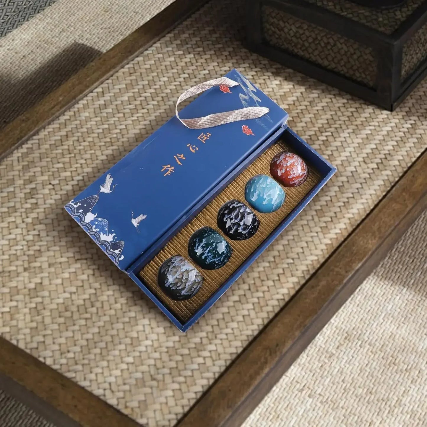Chinese Ceramic Kung Fu Tea Set – 5 Piece Teacup Set with Gift Box, Perfect for Daily Home Drinking