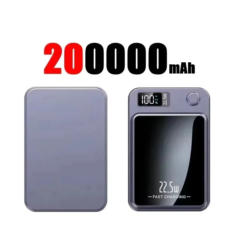 Lenovo 100000mAh Magnetic Power Bank - Wireless Fast Charger Portable Battery Pack for iPhone, Samsung & Xiaomi
