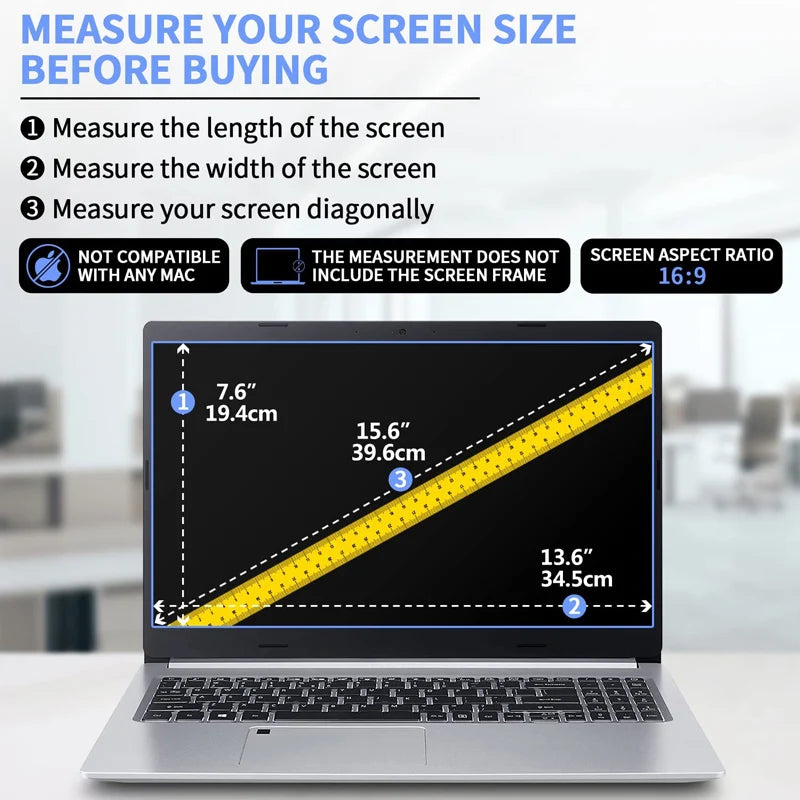 15.6-Inch Laptop Screen Protector - 16:9 Soft Film for Dell, ASUS, Samsung, Lenovo & Toshiba Laptops