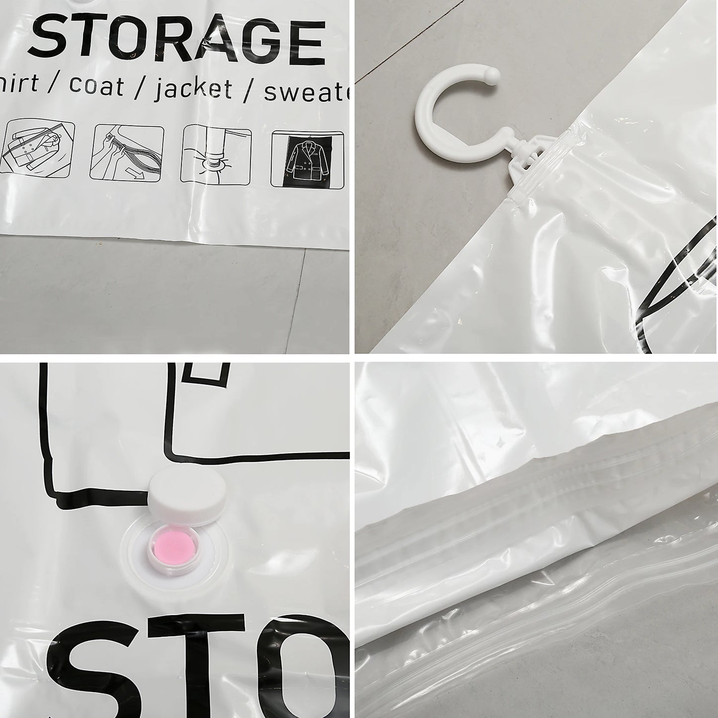 Hanging Vacuum Storage Bags - Space Saver Bags for Clothes, Vacuum-Sealed for Suits, Dresses, Jackets