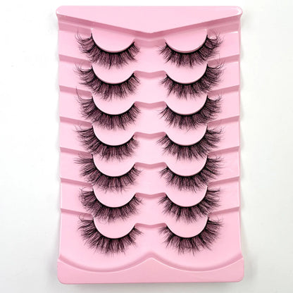 7 Pairs 3D Mink Fur False Eyelashes – Thick Short Dramatic Natural Look Makeup Lashes Wholesale