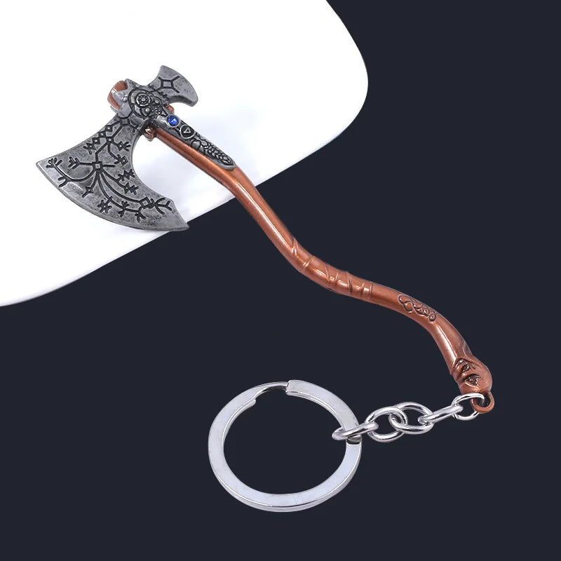 God of War Ragnarok Keychain - Thor Mjolnir Hammer, Leviathan Axe & Blades of Chaos Game Key Ring