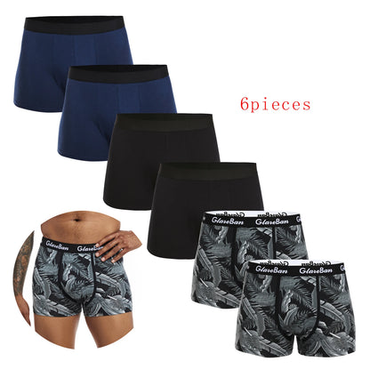 6-Pack Men's Black Boxer Shorts – Soft, Breathable Underwear for Comfort