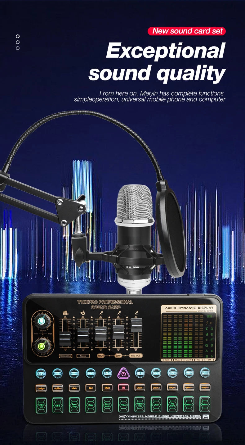 V10XPRO Computer & Mobile Live Stream Microphone Kit – Audio Studio Vocal Recording Equipment