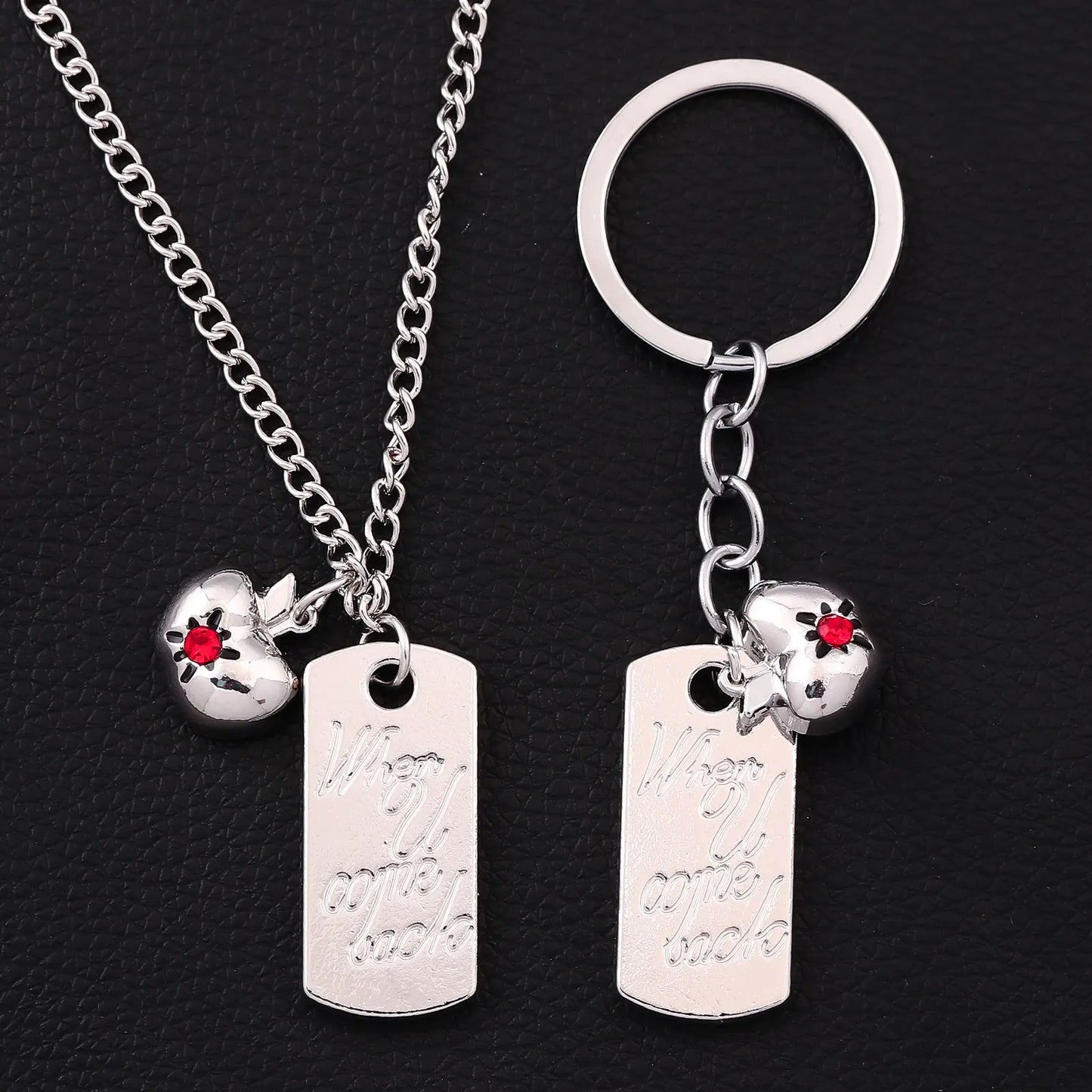 Love and Deepspace Caleb Necklace Set - 2Pcs Game Inspired Pendant & Keychain Jewelry Accessories Gift