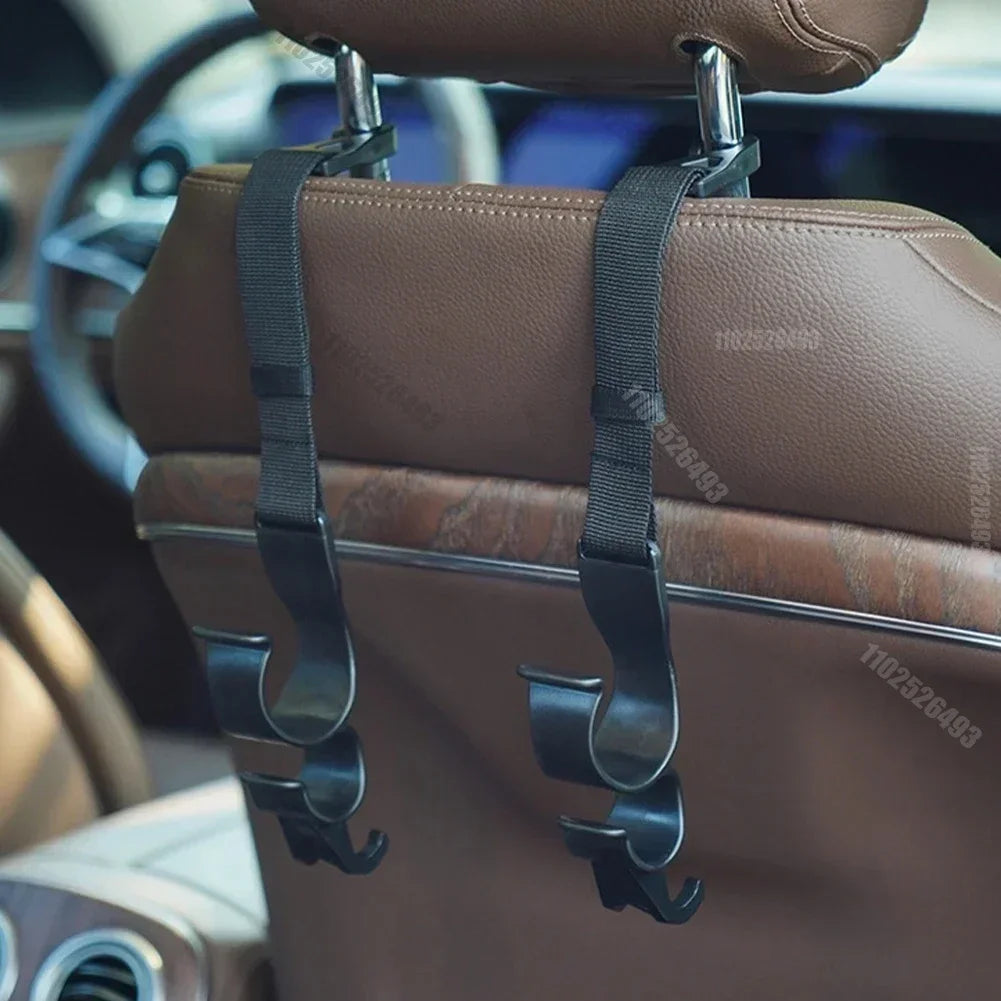 2PCS Car Back Seat Hooks — Multi-Function Headrest Hangers for Umbrella, Bags & Auto Interior Storage