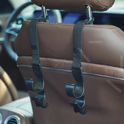 2PCS Car Back Seat Hooks — Multi-Function Headrest Hangers for Umbrella, Bags & Auto Interior Storage