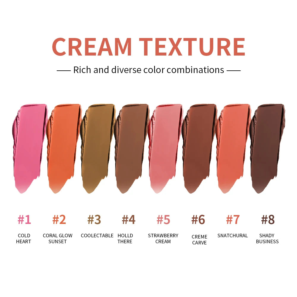Curve Case Cream Makeup Palette - Eyebrow, Blush & Highlighter with Matte and Shimmer Finishes