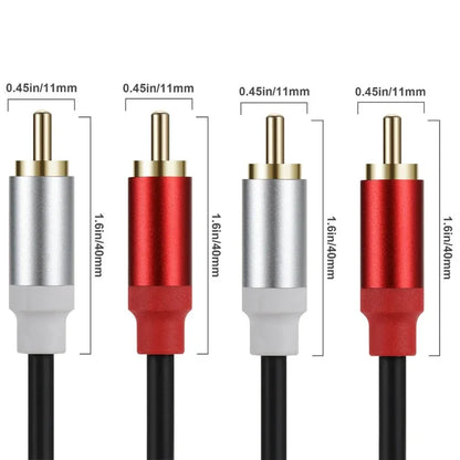 Gold Plated RCA Male to Dual RCA Male Audio Video Cable with Metal Shell High Quality Stereo Twin RCA Connector Wire Cord