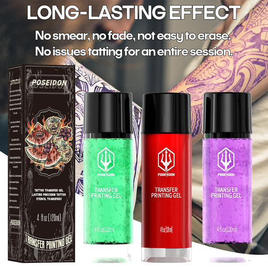 POSEIDON Tattoo Stencil Gel - 120ML Fruit Scent Professional Transfer Solution for Tattoo Stencil Paper Application
