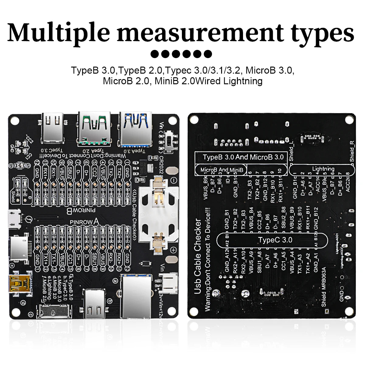 USB Cable Tester – Type-C, Type-B, Micro Short Circuit and Data Anomaly Detection Test Board for iOS & Android
