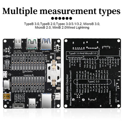 USB Cable Tester – Type-C, Type-B, Micro Short Circuit and Data Anomaly Detection Test Board for iOS & Android
