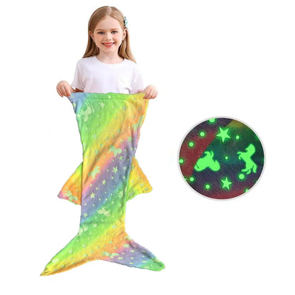 Flannel Mermaid Sleeping Bag — Soft Universal Rainbow Mermaid Tail Blanket, Cozy and Beautiful for Children
