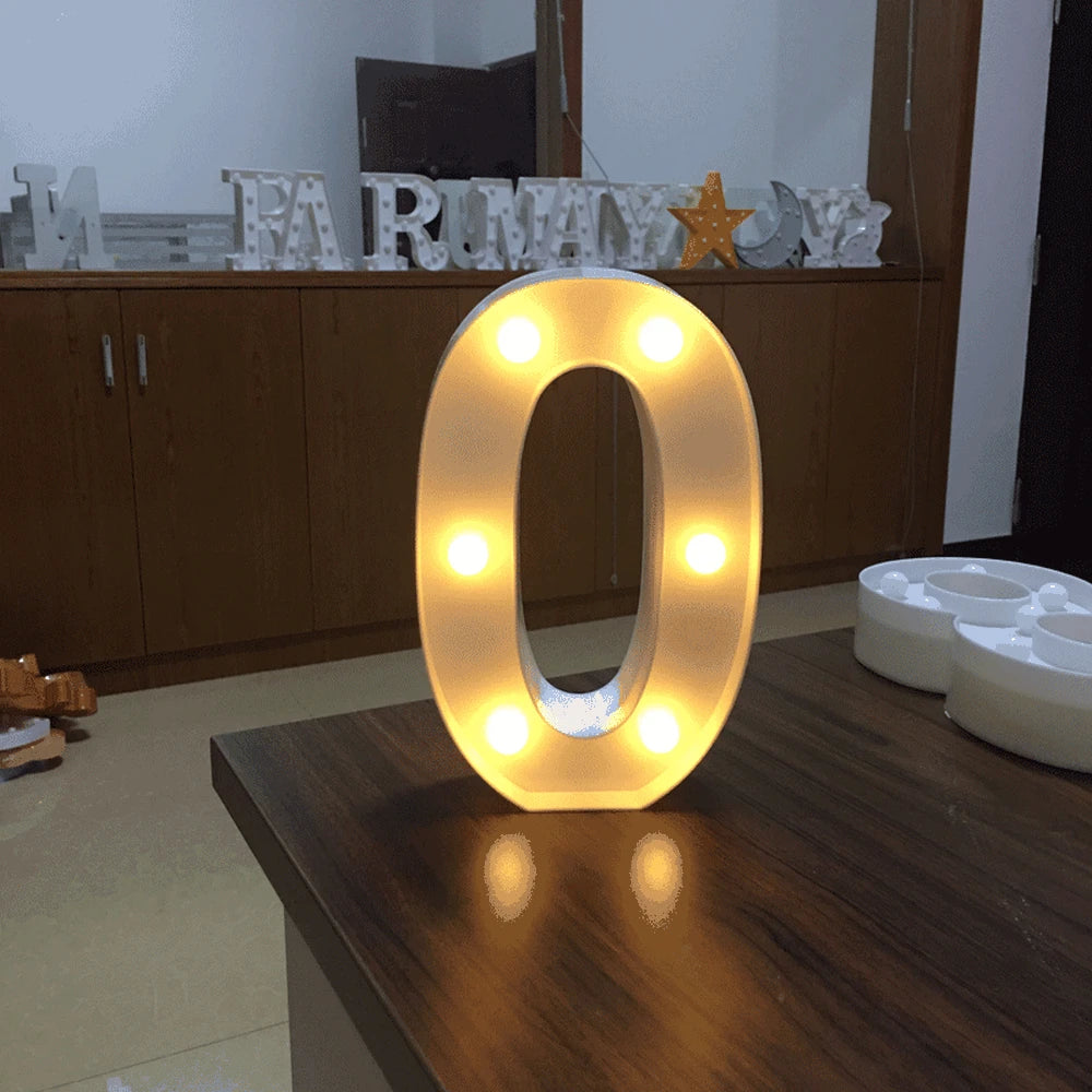 LED Number & Letter Night Light - Luminous A-Z Alphabet & 0-9 Lamp for Party and Wedding Decor