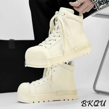 BKQU Black Knight Men's High-Top Work & Street Boots Autumn/Winter Commuter Derby Shoes