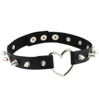 Harajuku Gothic Spike Rivet Star Choker Necklace – Black Bowknot PU Lace Leather Y2K Hip Hop Rock Jewelry for Girls