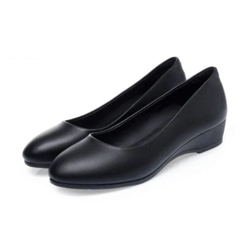 Cresfimix Women’s Pointed Toe Flat Shoes - Yellow PU Leather Casual Office Comfort Shoes