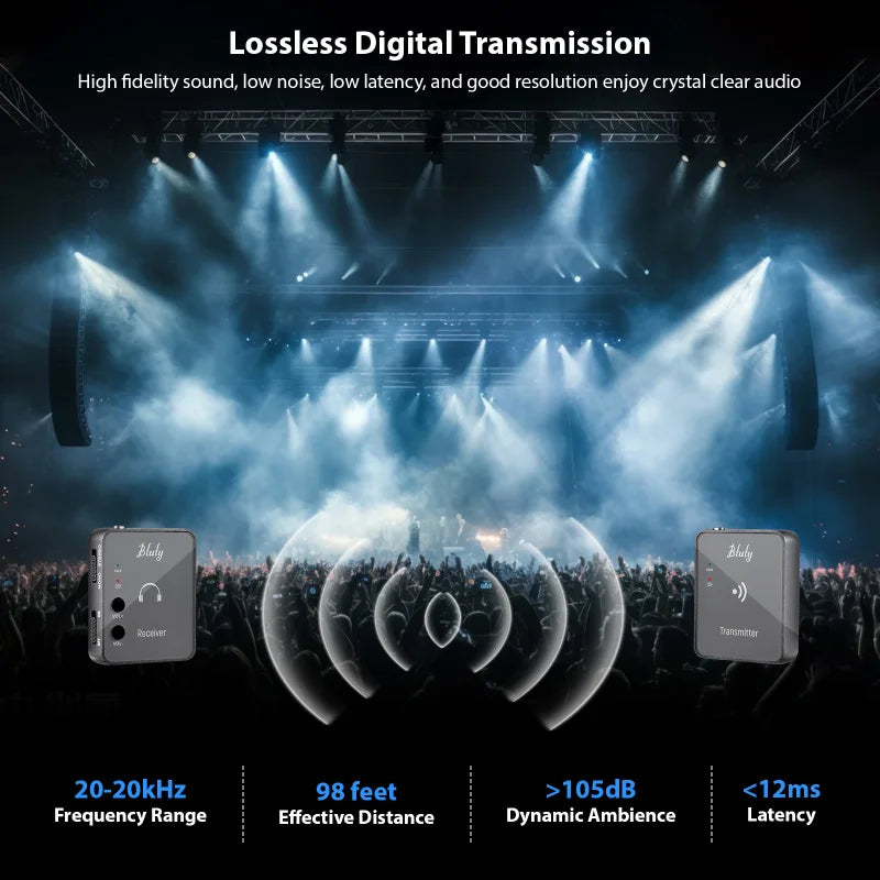 Btuty 2.4GHz Wireless Earphone Monitor System – Rechargeable Transmitter & Receiver with Lossless Digital Transmission