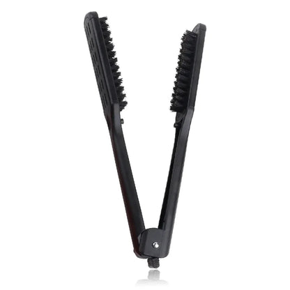 Professional V-Shape Hair Straightener Comb – Nylon Bristles, Double-Sided Styling Brush for All Hair Types