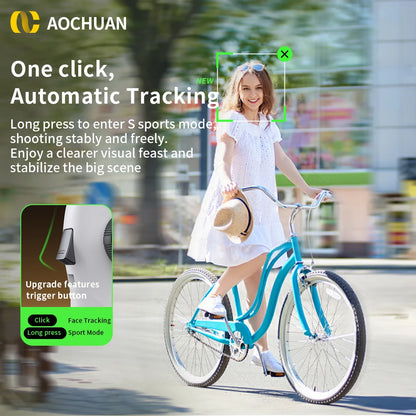 AOCHUAN Smart V8 3-Axis Handheld Gimbal – Phone Stabilizer with Extension Rod, Tripod & Face Tracking for iPhone, Android, TikTok & Vlog