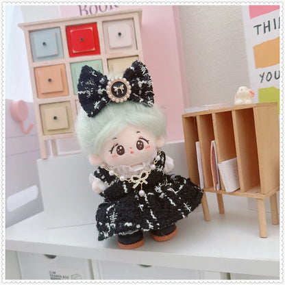 Labubu Doll Accessories — 17cm Luxury Woolen Shawl Suit & Skirt Set with Messenger Bag & Loafers