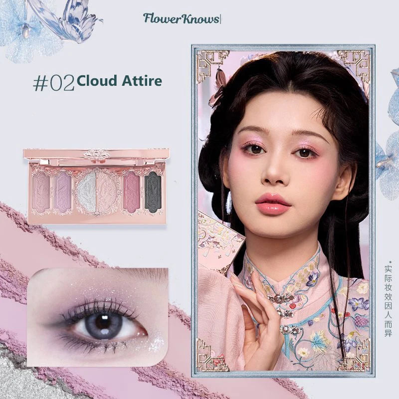 Flower Knows Moonlight Mermaid Eyeshadow Palette – 5-Color Matte, Shimmer & Glitter Waterproof Eye Shadow