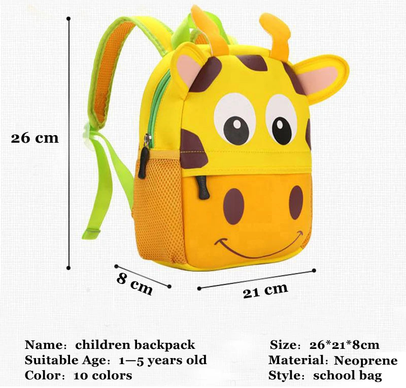 3D Cartoon Animal Kids Backpack | School Bag for Girls & Boys, Kindergarten Toddler Backpack Ages 2-5