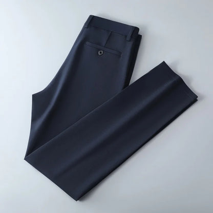 Men's Lightweight Business Casual Pants – Stretch Quick-Dry Straight Leg Trousers in Black & Deep Blue