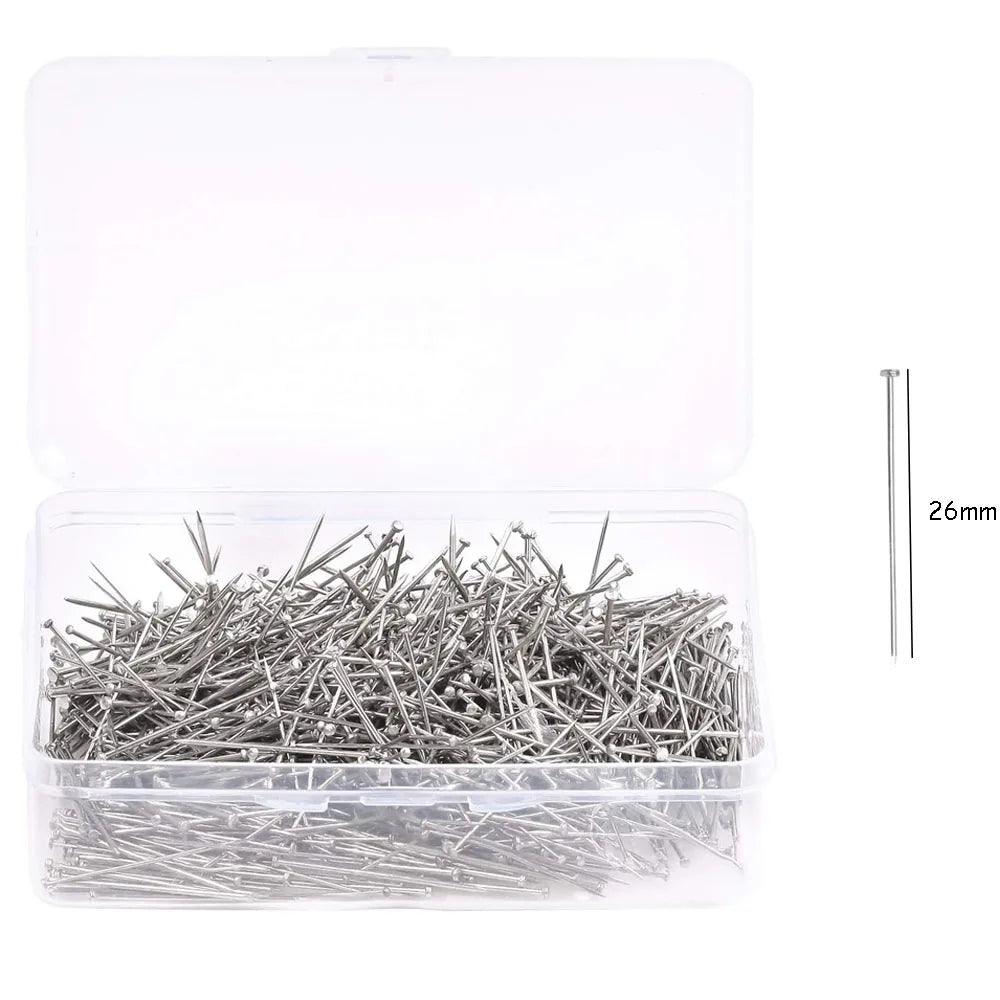 1000PCS Stainless Steel Sewing Pins – 26/35mm Straight Dressmaker Pins with Fine Satin Head for Sewing, Dressmaking & Jewelry Making