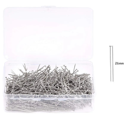 1000PCS Stainless Steel Sewing Pins – 26/35mm Straight Dressmaker Pins with Fine Satin Head for Sewing, Dressmaking & Jewelry Making