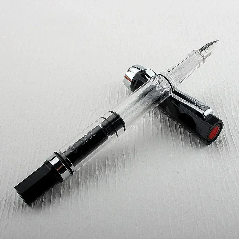 3059 Piston Fountain Pen – High-Quality Transparent Resin with EF/F Nib (0.38/0.5mm) for Business & Gift