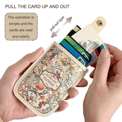 Laminated Mini Card Wallet - Pull-Out RFID Blocking Credit & Business Card Holder with PVC ID Card Case