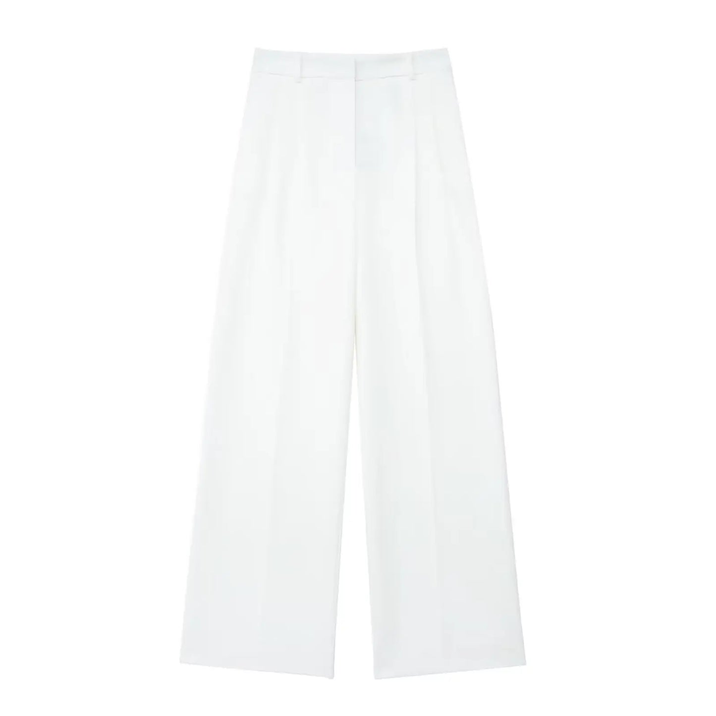 TRAFZA Women’s 2-Piece Set — Sleeveless Halter Vest Top with High-Waist Wide Leg Pants & Zipper Pockets