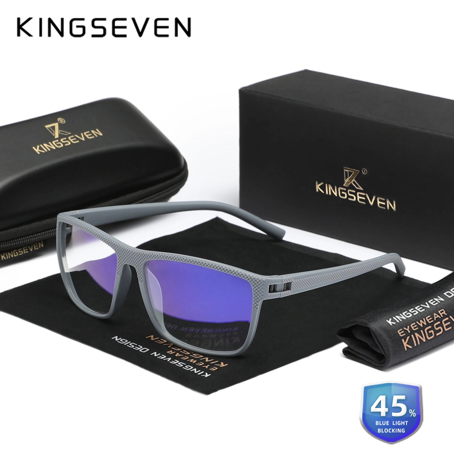 99% Blue Light Blocking Glasses — KINGSEVEN Transparent Lens Computer Eyeglasses